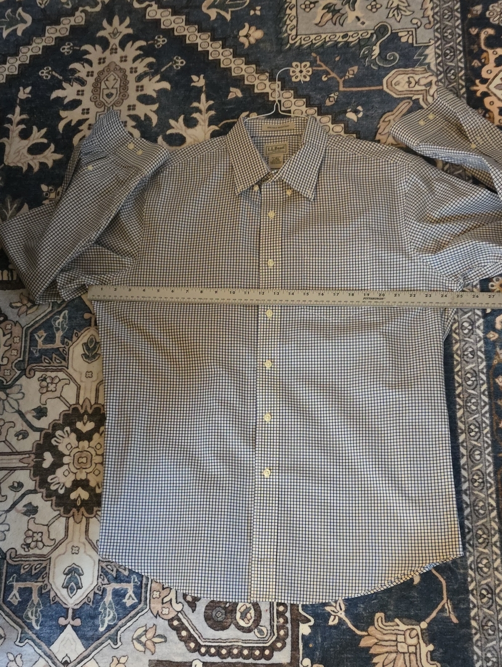 L L Bean Size Large Blue Checked Shirt